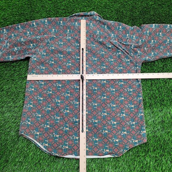 Vintage Boho Hippie Button Shirt Medium 23x28 Green - Picture 4 of 12